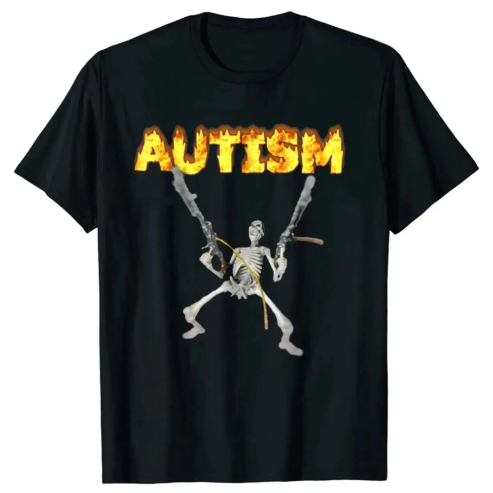 Retro Autism Skeleton Funny Print Clothing Women T Shirt Hip Hop Aesthetics Graphic White Short Sleeve Polyester Women's T Shirt