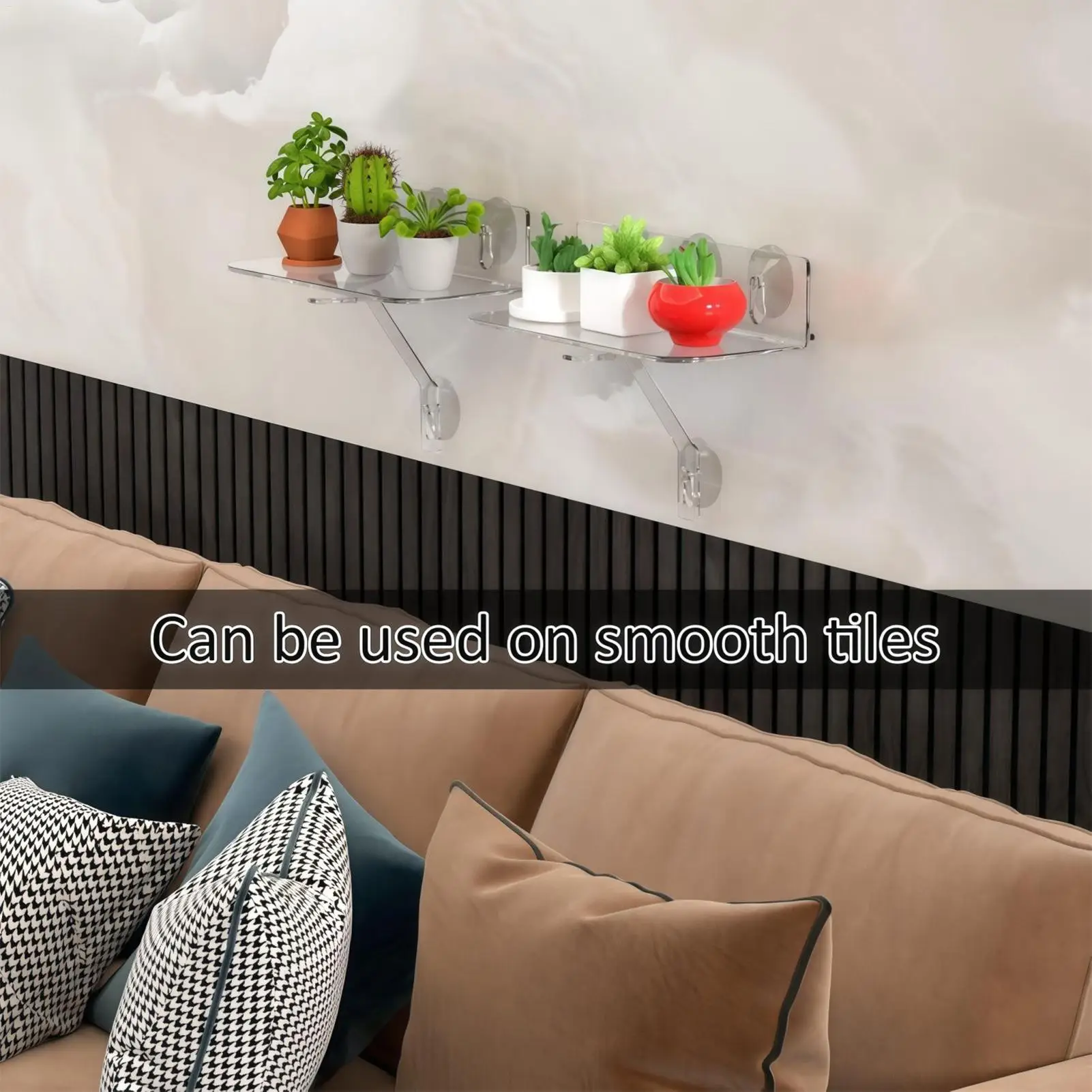 

Window Sill Plant Shelf 2 Pieces Acrylic Floating Stand Strong Suction Cup Plant Wall Shelf For Outdoor Home Bedroom Bathroom