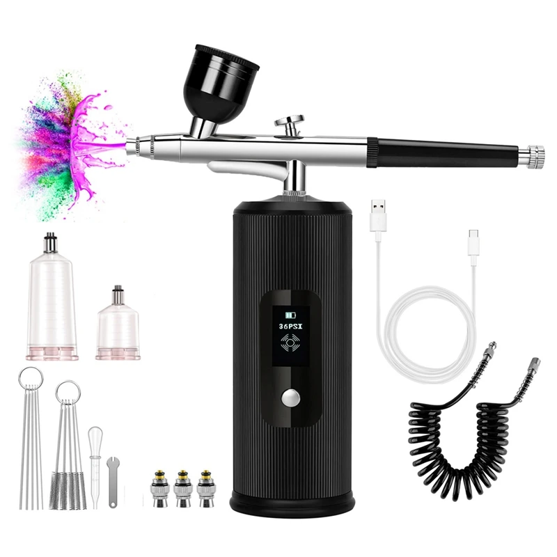 

Cordless Airbrush Kit With Compressor Display, Portable Handheld Airbrush Set For Painting Cake Decor Nail Art Easy To Use