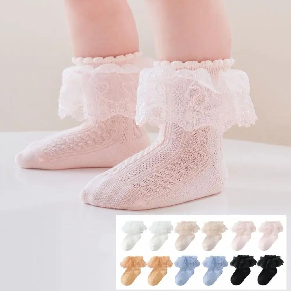 

3Pairs Candy Colors Lace Lolita Baby Ankle Socks Sweet Hosiery Children Cotton Socks Short Tube Toddle Princess Socks