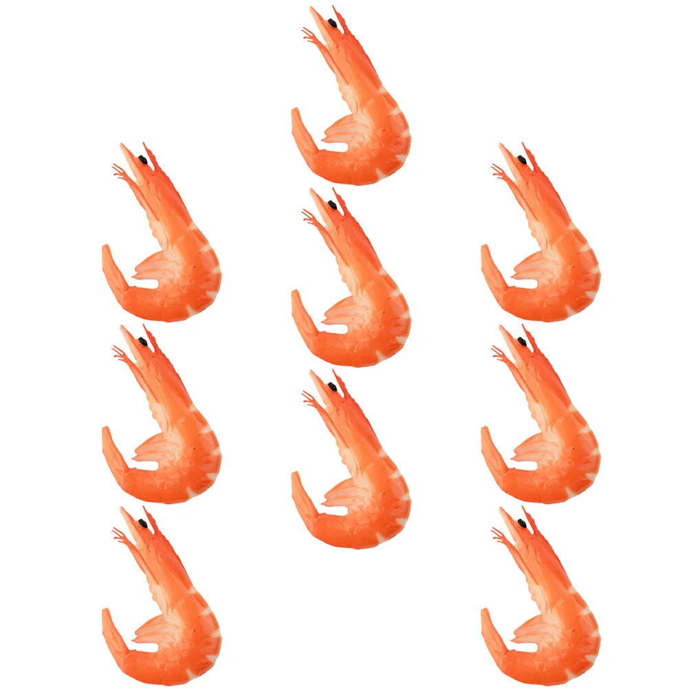 9 Pcs Prop Animal Miniature Decor Fake Food Props Artificial Model Shrimp Toy Office