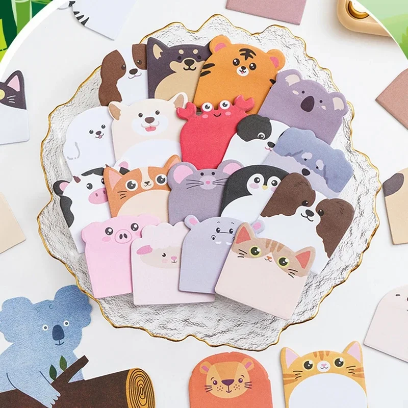 240pcs Lovely Animal Shaped Blank Sticky Cartoon Cute Cat Notes Note Cards Note Paper Memo Pad School Office Stationery Supplies