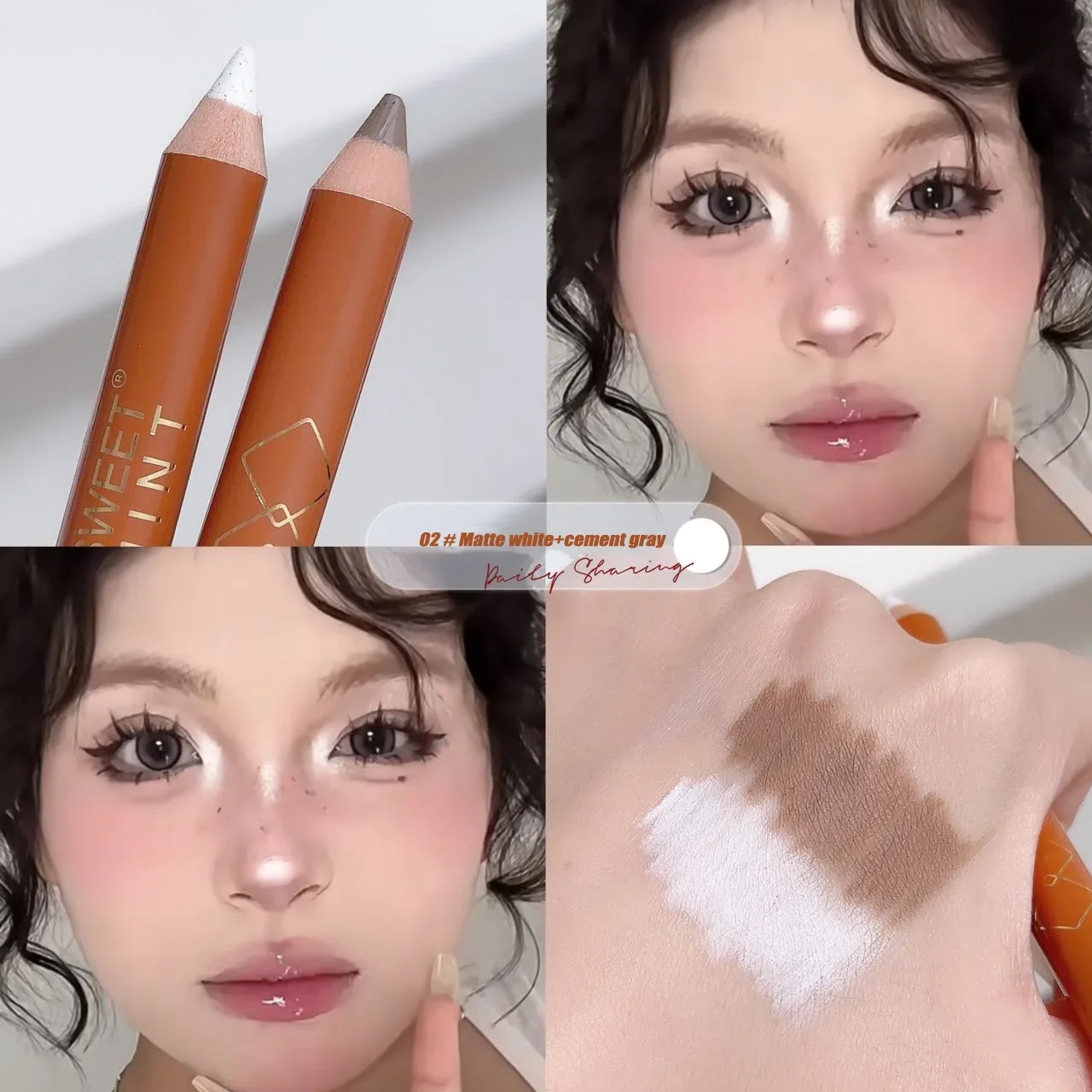 Double Head Face Contour Pen Matte White Highlighting Contour Stick Brightening Skin Tone Concealer Pencil Face Bronzers Makeup