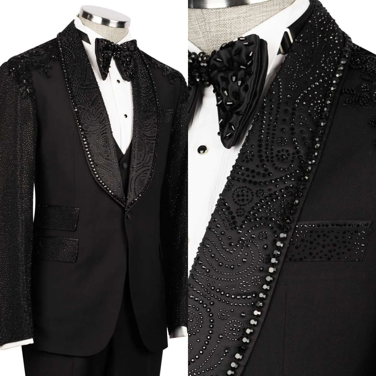 

Luxury Beadeds 1 Piece Men Tuxedos Shawl Lapel Single Breasted Wedding Party Jacket Blazer Sequins Groom Wear Customized
