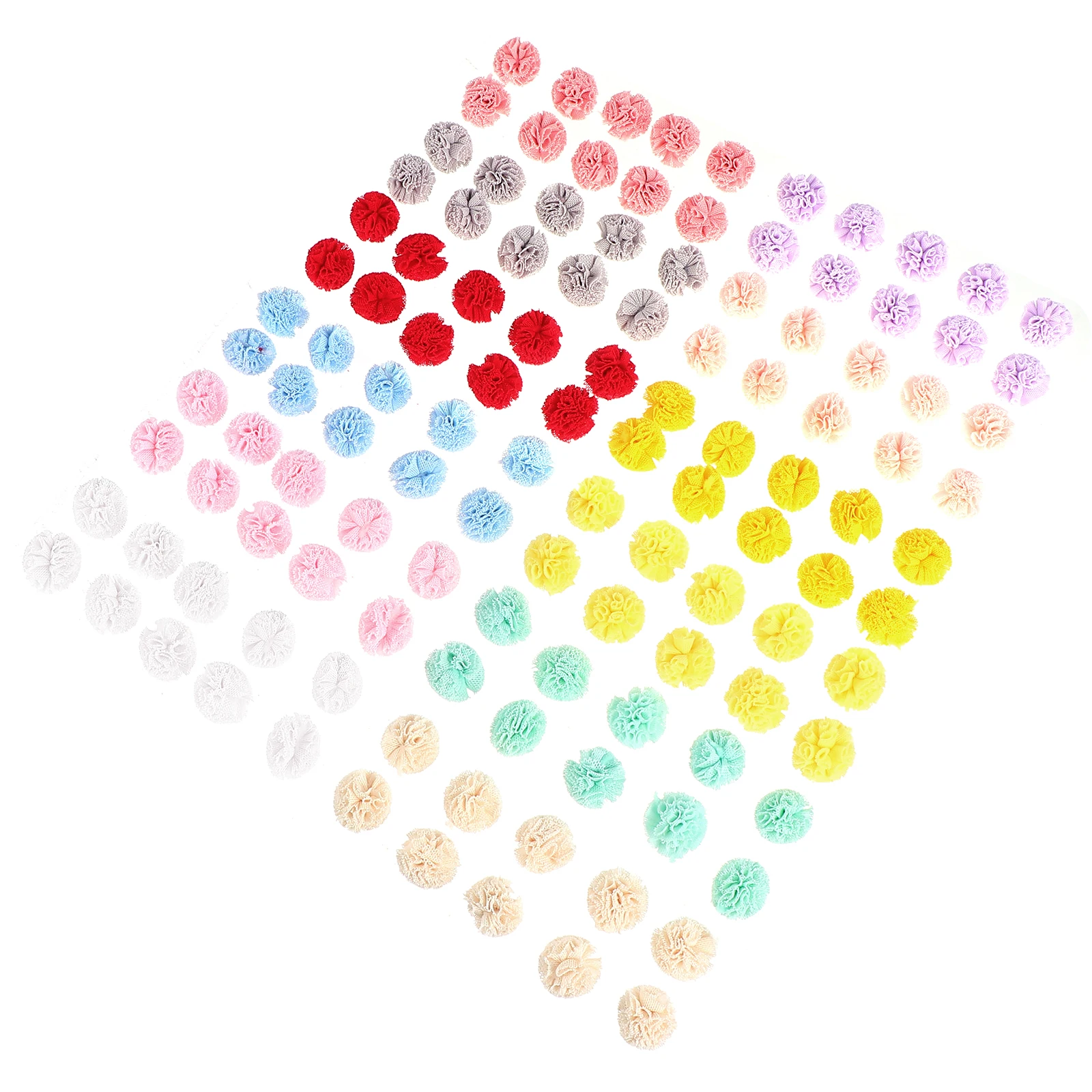 

120pcs Diy Gauze Pompoms Decorative Craft Party Supplies Mesh Lace Pom Poms For Hair Accessories Jewelry Adult Use