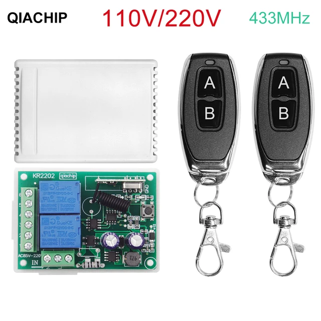 433Mhz 220V 110V Przełącznik zdalnego sterowania do światła, drzwi, garażu Uniwersalny zdalny odbiornik i kontroler przekaźnika AC 85V ~ 250V 2CH3