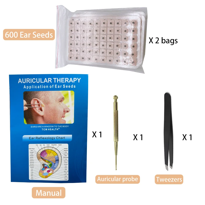 Multifunctional TCM Therapy Ear Seed Ear Care 4-in-1 Set Acupuncture Point Pressure Stimulation Patch with Probe and Tweezers