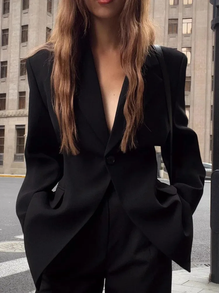 

Fashionable Slim Fit Black Blazer for Women 2025 Spring and Autumn New Arrival Solid Color Slimming Casual Long Sleeve Blazers