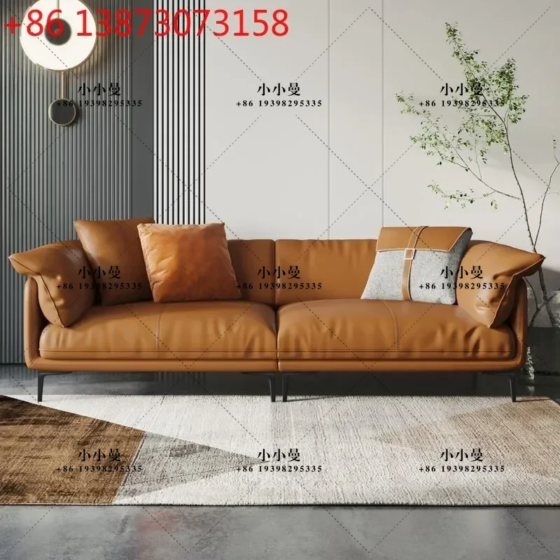 Household living room Italian first layer cowhide leather large and small apartment living room modern simple sofa
