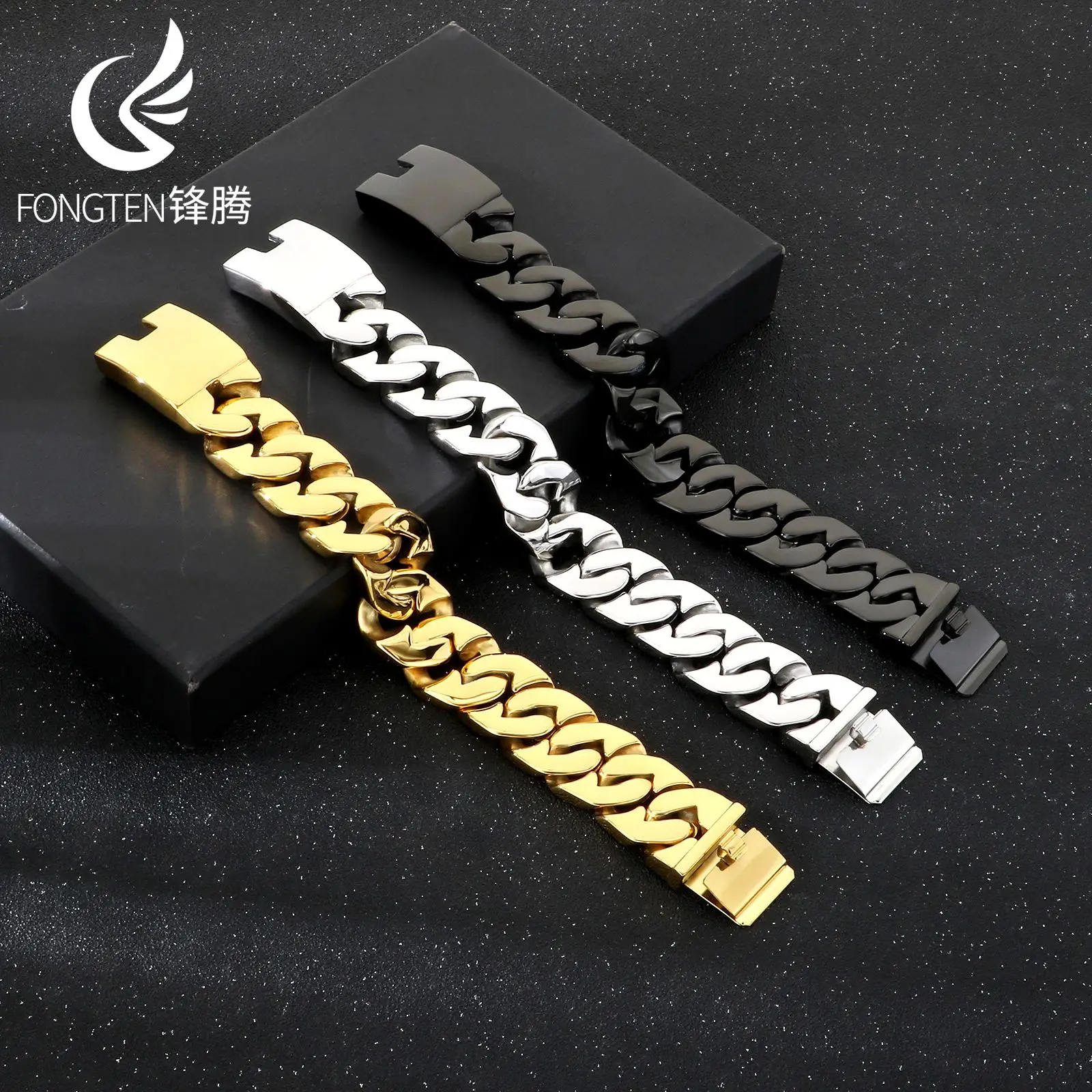 

Классическая кубинская цепочка Fongten, модный мужской браслет из нержавеющей стали, качественный романтизм, модные украшения, подарок на день рождения