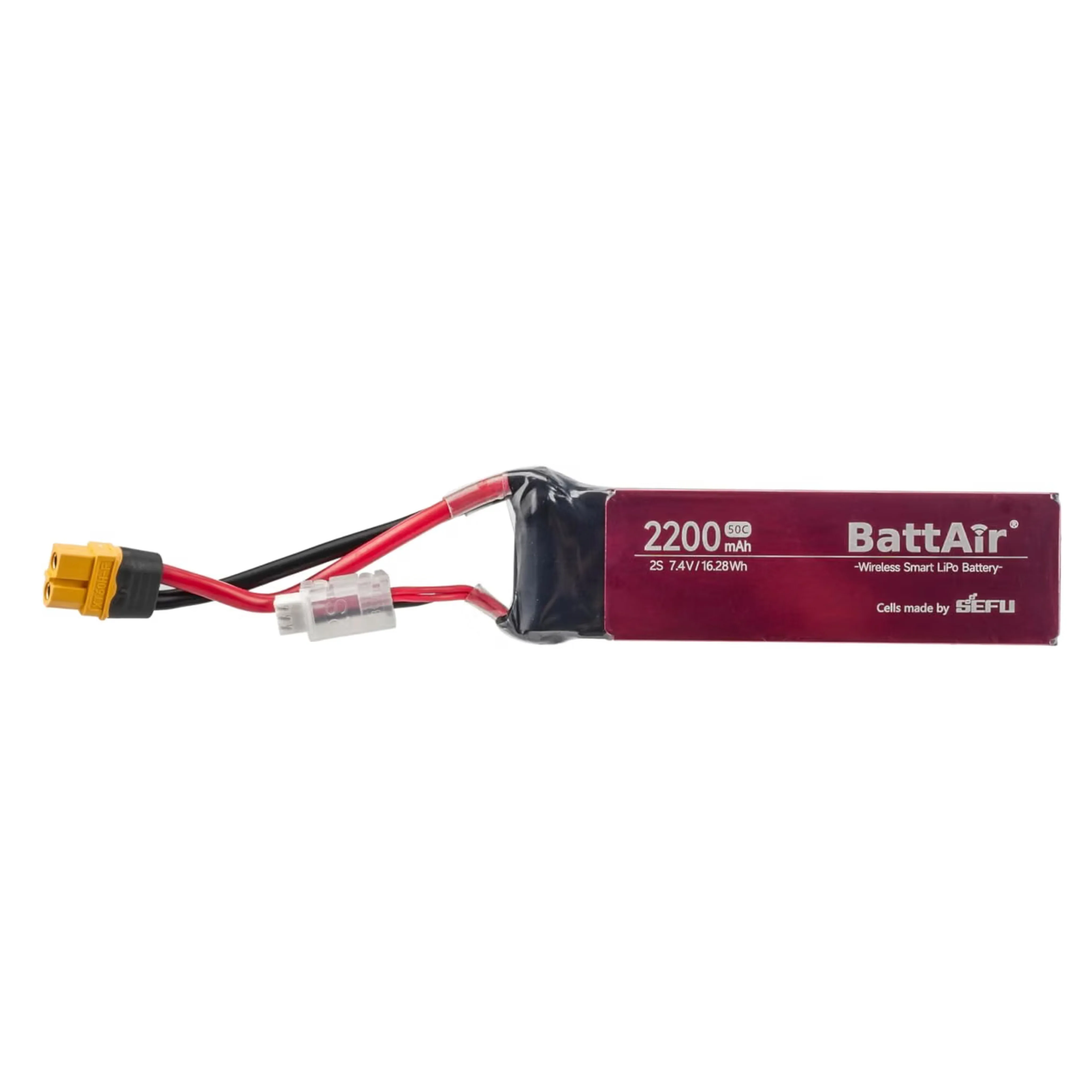 ISDT 2S LiPo Battery 7.4V 2200mAh 50C BattAir Smart RC Battery XT60 Plug Bluetooth App Control with Safety Bag （1PCS）