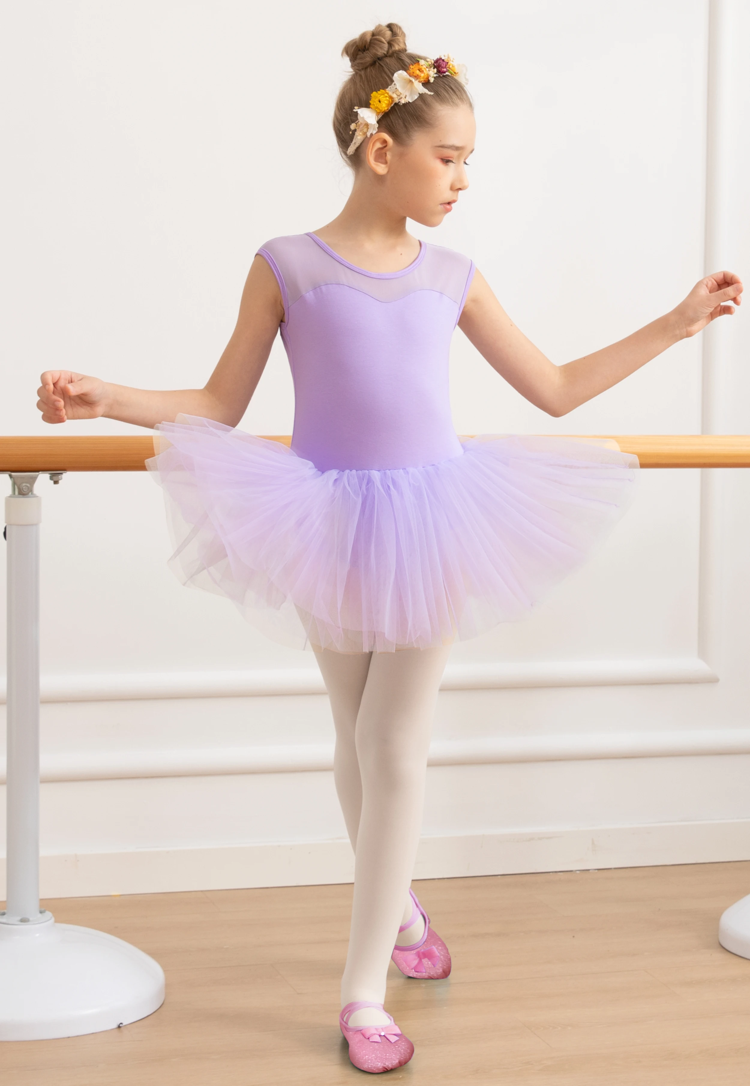 Ballet Lace Cap Sleeve Leotard Tank with Tutu Skirt for Dance Gymnastics (Toddler/Little Girl/Big Girl)