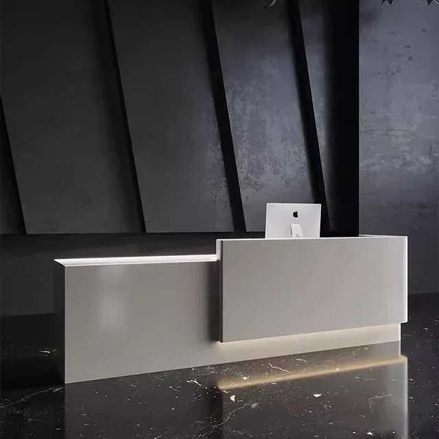 

-Custom Reception Desk for Hospital/Office/Mall/Store-Wood Frame with Acrylic Stone CoverRound/Straight/Custom Shapes OEM