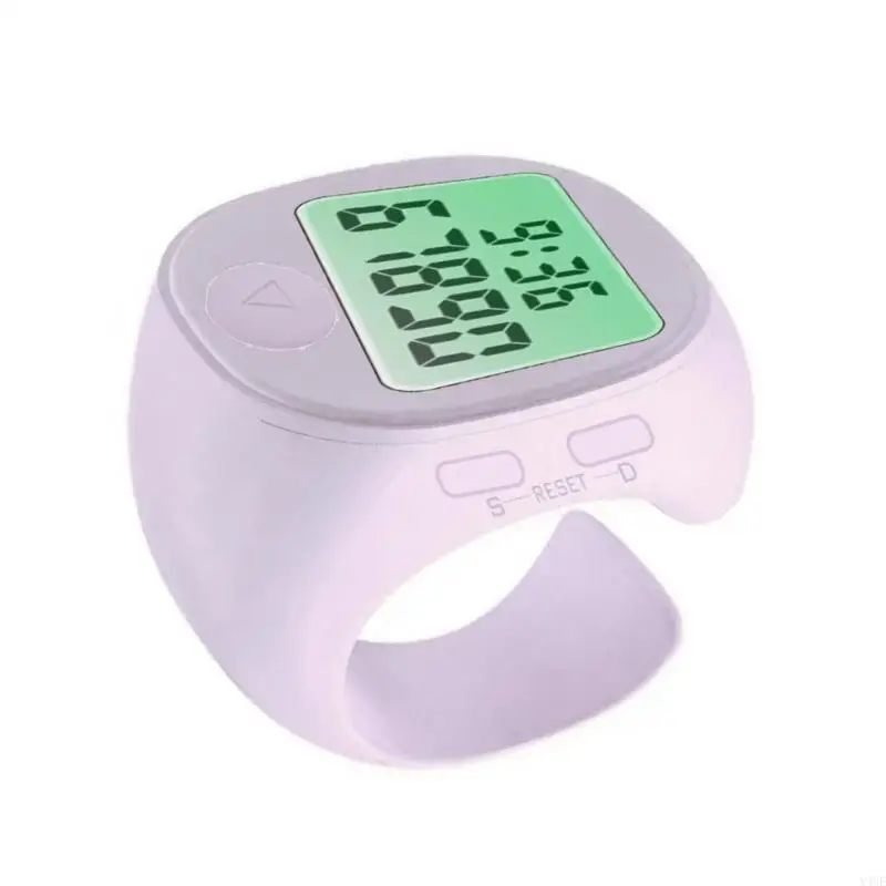 Y4UE Portable Finger Rings Tally Counter con orologio integrato Display a 5 cifre per esercizi spirituali e rituale quotidiano