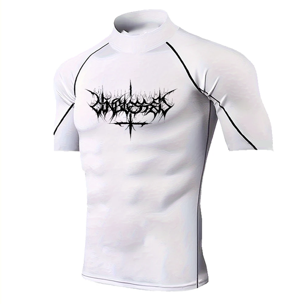 Anime gráfico camisa de compressão esporte secagem rápida camiseta base superior esportes exercício ginásio exercício manga curta treinamento abrangente