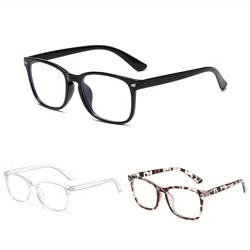 1/2 paires de lunettes unisexes vintage à monture carrée, anti-lumière bleue, noires, transparentes, pour ordinateur