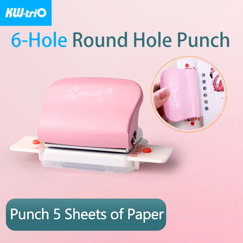 KW-triO Round Hole Punch Notebook Standard Punch Machine 6-hole Planner Papers Puncher A4 A5 B5 fai da te Scrapbooking forniture per ufficio