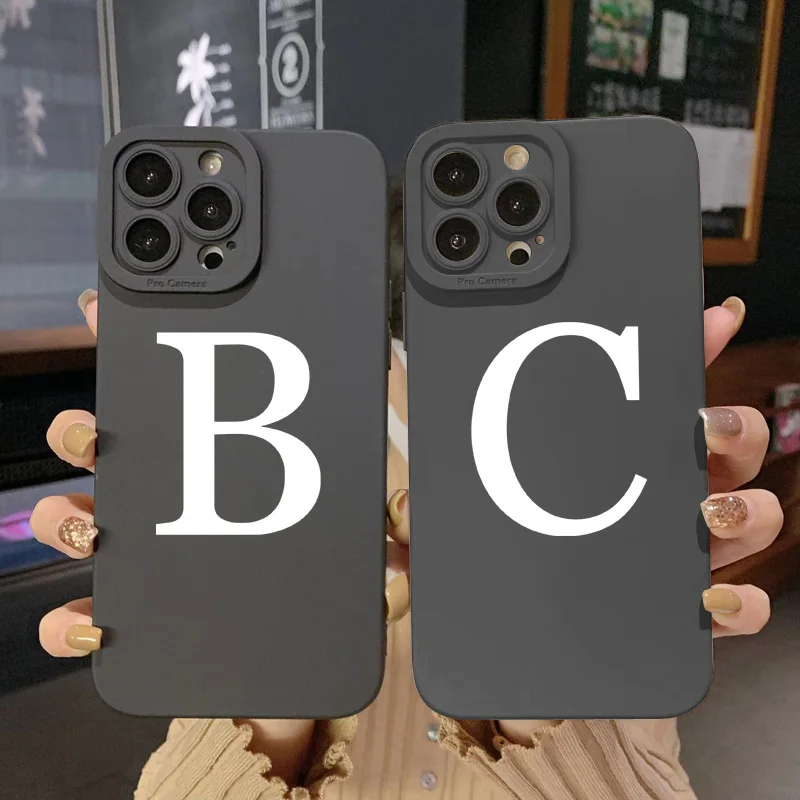

Initial Letter A Z Fashion Phone Case For iPhone 15 16 17 Pro Max 15 16 Plus 17AIR Luxury White Plain Letter Soft Covers