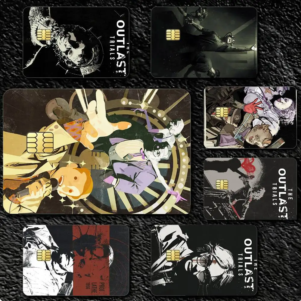 Horror Game T-The Outlast Trials 4pcs 1Set Card Stickers Small Waterproof Chip 4PCS Card Sticker Anti-Scratch