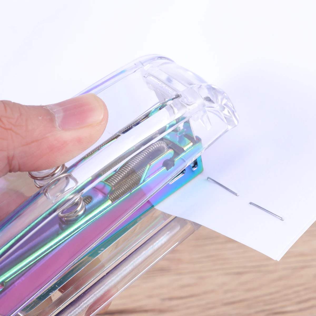 1 Desktop Stapler Transparent Colorful Design with Smooth Shiny Edges Ideal for Office School Home Use Great Gift Idea Includes