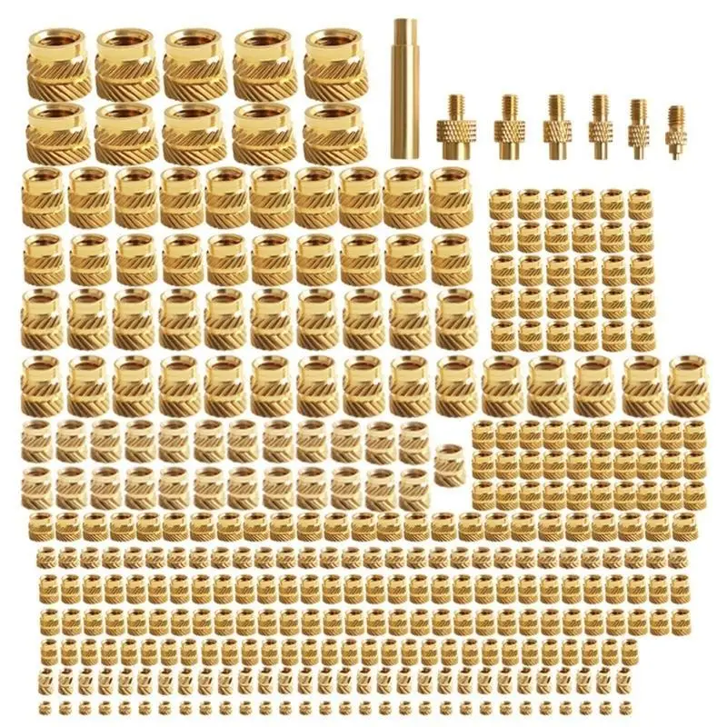 652F Comprehensive Brass Threaded Nut Heat Insertion Set For Soldering Irons Knurled Double Twill Embedment Nut 2 To 8