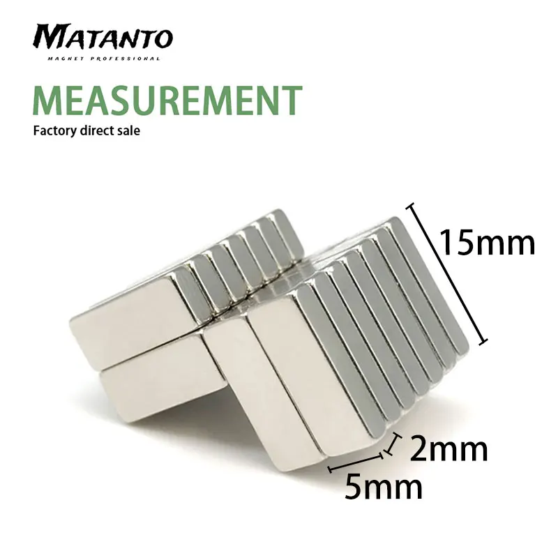 10-300PCS 15x5x2 Block Search Magnet Strong N35 Quadrate Permanent Neodymium Magnet Sheet 15x5x2mm 15*5*2 mm