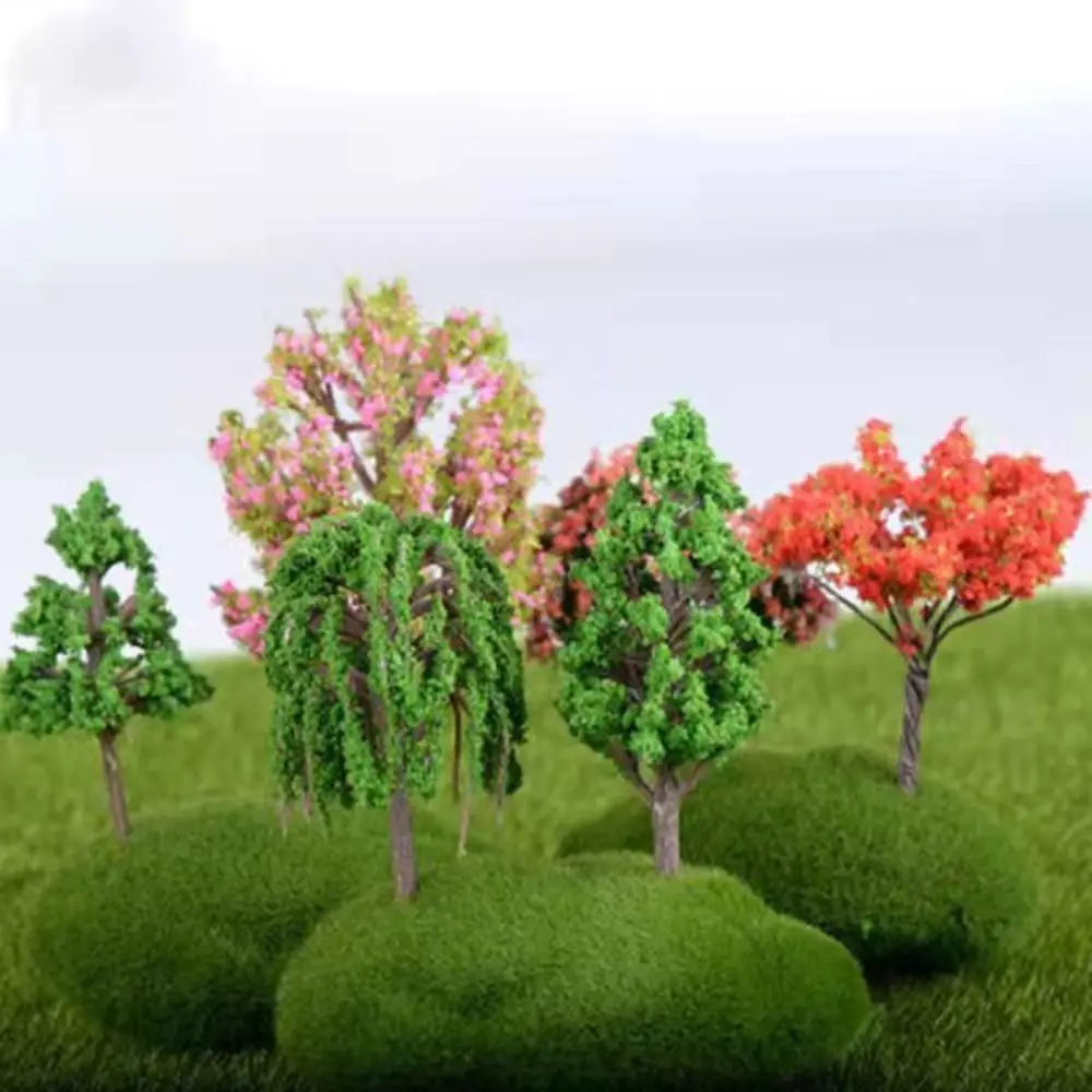 Plastic Tree Micro Model Train Miniature Tree Scenery DIY Outdoor Landscape Railroad Building Sand Table Models Accessories