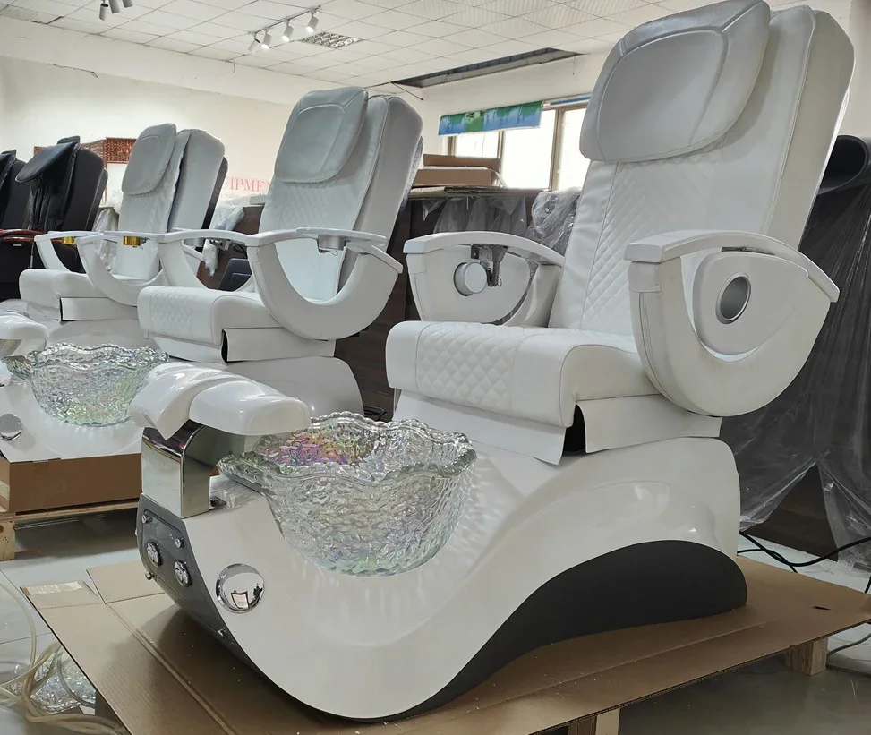 Luxury Modern White Black Beauty Nail Salon No Plumbing Pipeless Whirlpool Jet Foot Bath Spa Pedicure Massage Chair