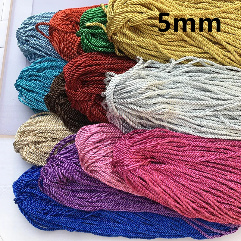 5 Meters/Lot 3/5mm 3 Strands Polyester Rope For Costume Jewelry Gift Box Decoration Rope DIY Handmade Home Textile Decoration