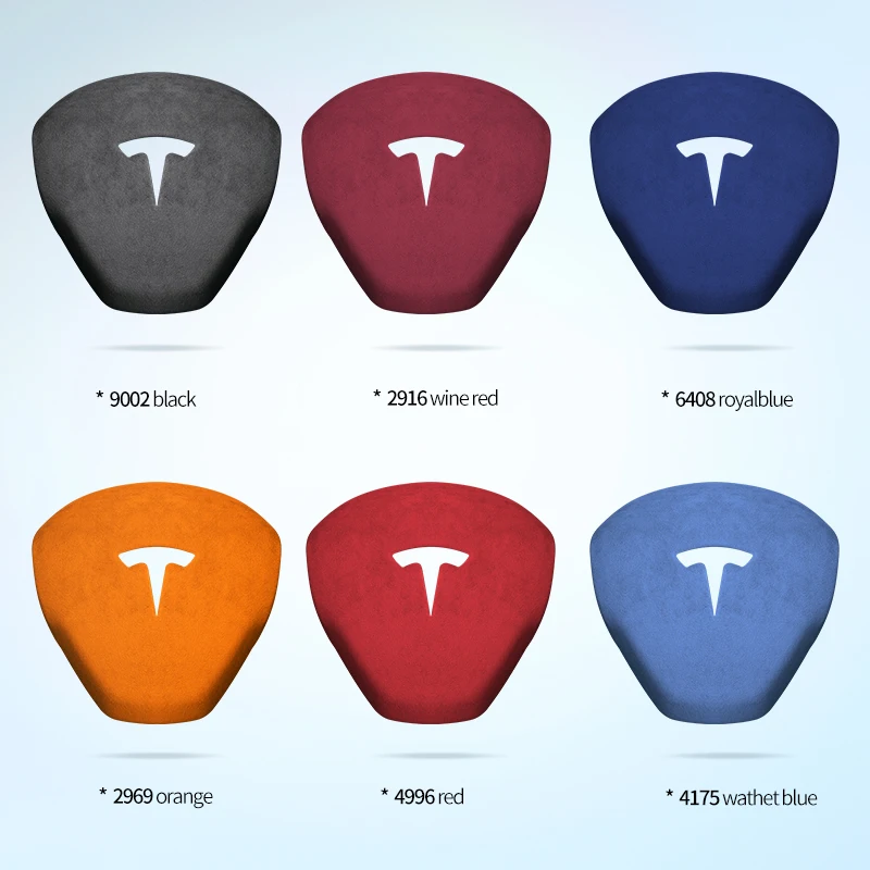 Car Interior Steering Wheel Horn Airbag Cover For Tesla Model 3 Model Y Top Super Suede Wrap Decorative Sheath Shell Accessories