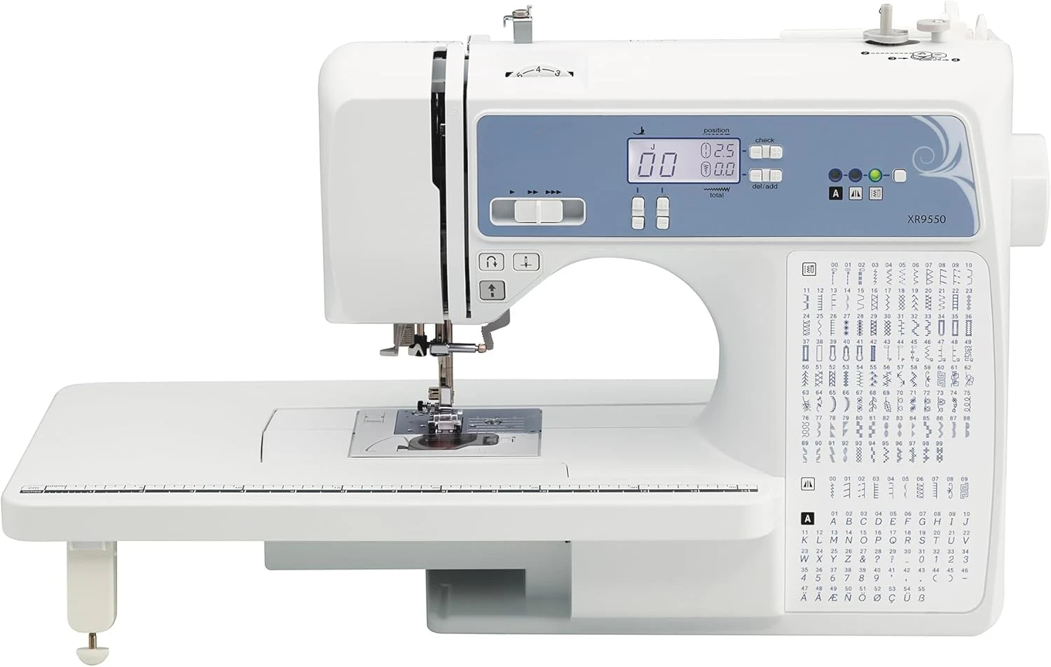 Sewing and Quilting Machine, Computerized, 165 Built-in Stitches, LCD Display, Wide Table, 8 Included Presser Feet, White