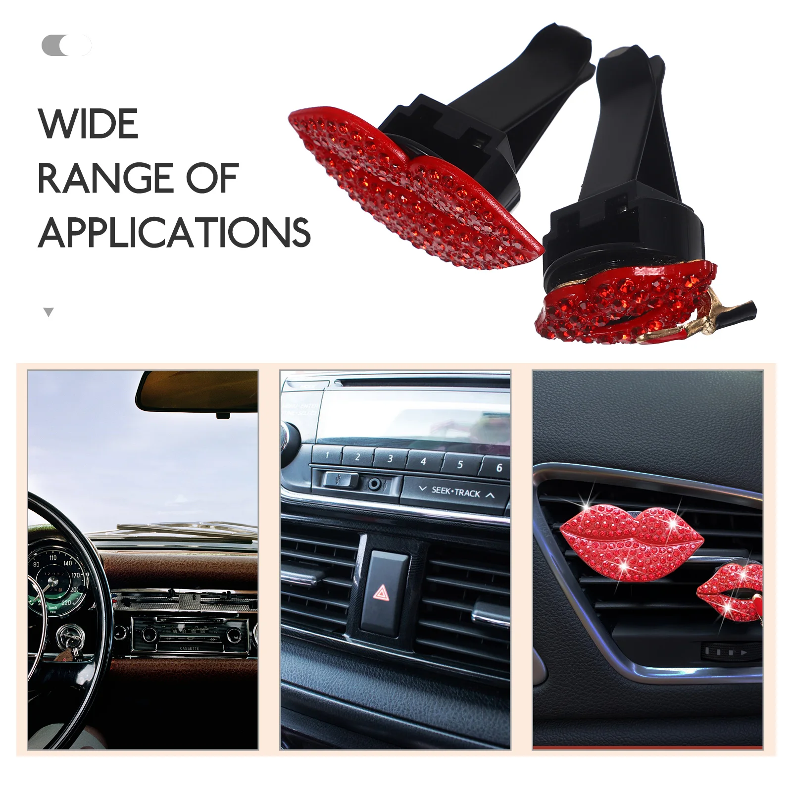 

2pcs Air Freshener Clips Accessories For Women Cute Car Decor Bling Air Conditioner Vent Clips Diffuser Holder Vehicle