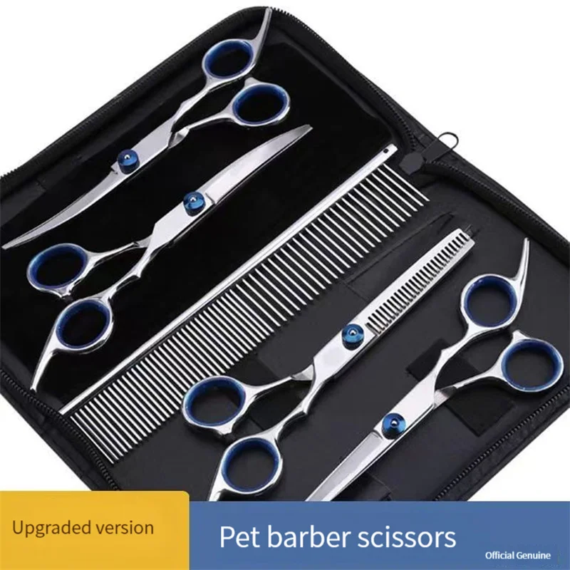 Pet Grooming Scissors ,5 in 1 Dog Grooming Stainless Scissors Comb Set，Sharp Durable Shears Comb Remove Lice for Dogs and Cats