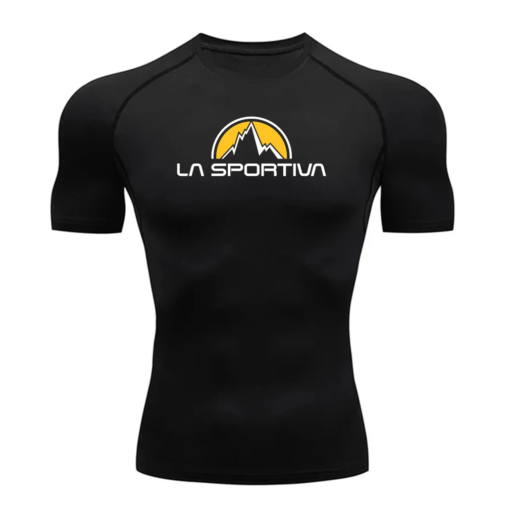 La Sportiva New Compression Shirt Men Fitness Gym Sport Running T-Shirt Rashgard Tops Tee Quick Dry Short Sleeve T-Shirt For Men