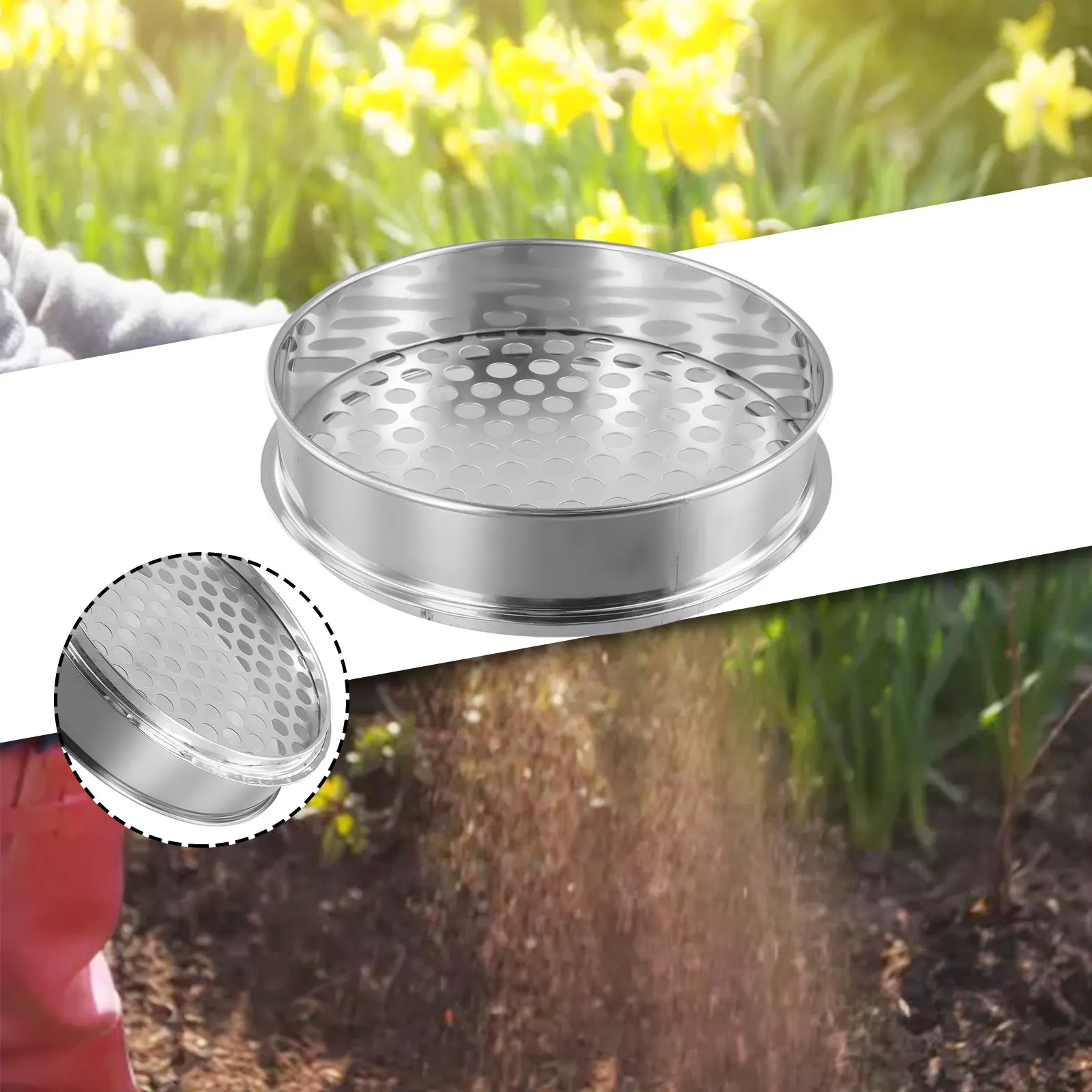 

1pc Gardening Metal Home Garden Plants Riddle Soil Sieve Mesh Separating Coarse Materials Garden Supplies 6/7/12mm