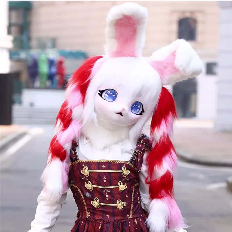 Dernières fourrure Kig Fursuit Kigurumi casque fourrure Cosplay patte tête Base Comiket Animal chat lapin poupée bête masque Cosplay accessoire enfant