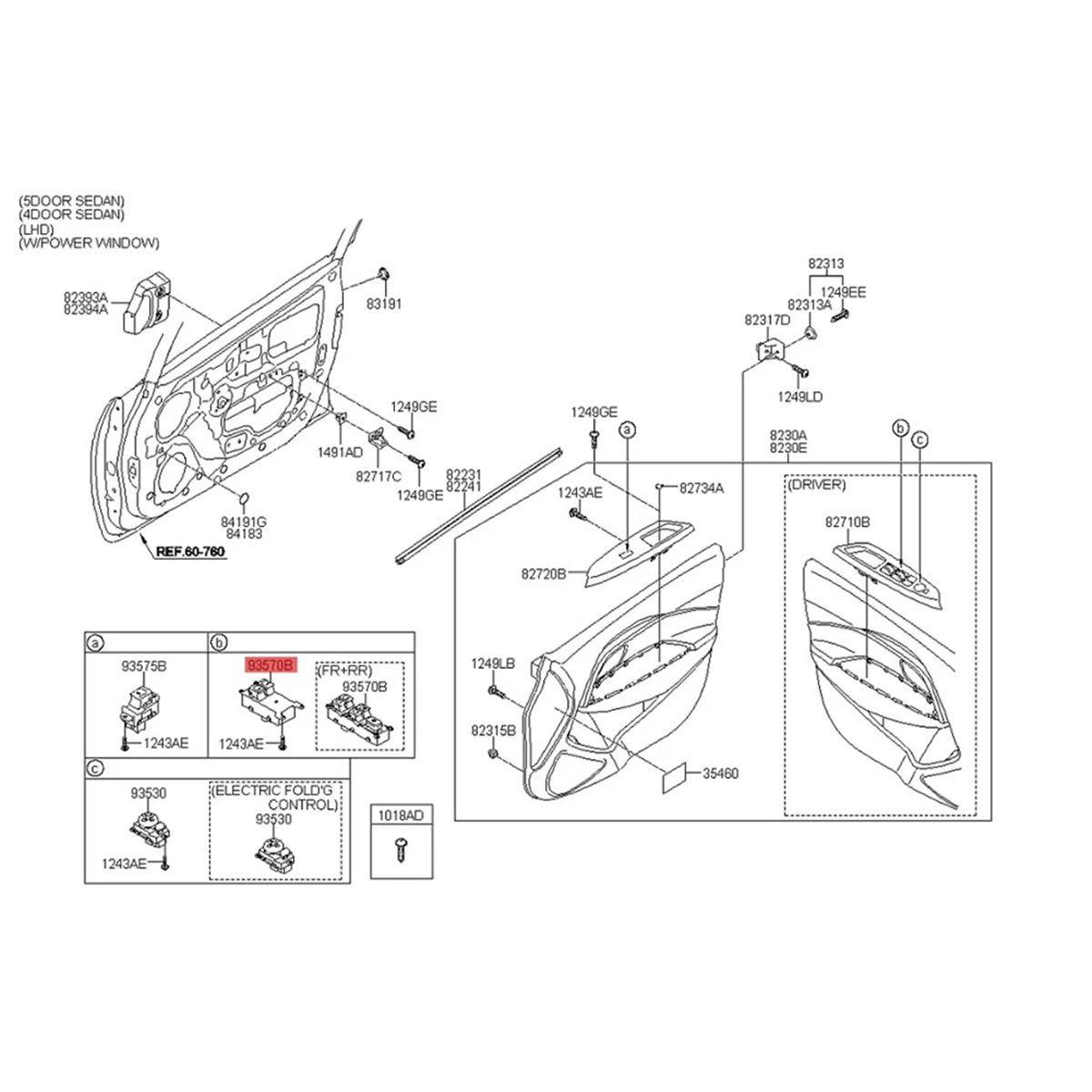 93570-1W130 Car Power Window Buttons Master Switch for III () 2012-2016 Control Window Glass Lifter Switch