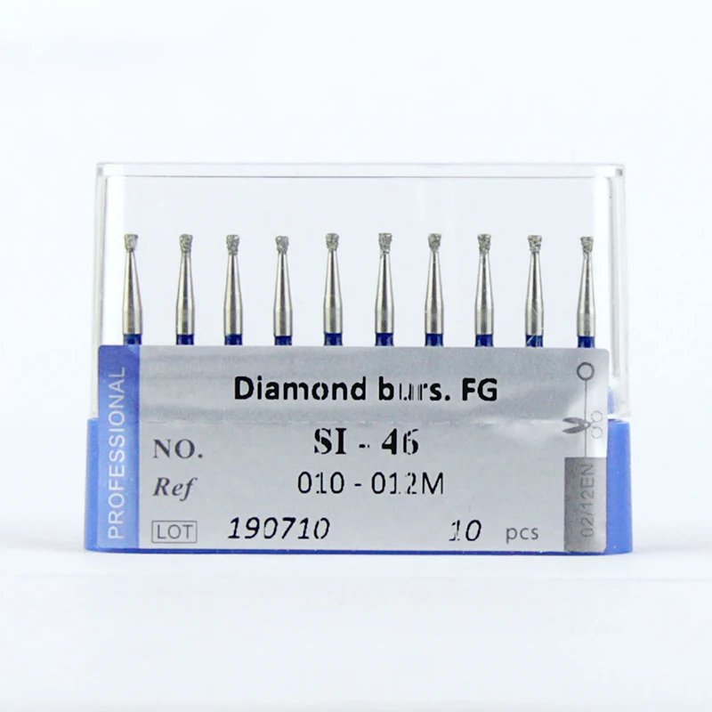 10pcs/Lot Dental Drill Inverted Conical SI-46 Diamond Burs 010-012M Dental Supplies for Dentists Blue Rings Grinding Materials