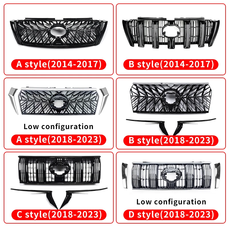 For Toyota Land Cruiser Prado 150 2014-2023 2022 2021 Grille Modification Lc150 Grille TRD Front Face Decoration Accessories