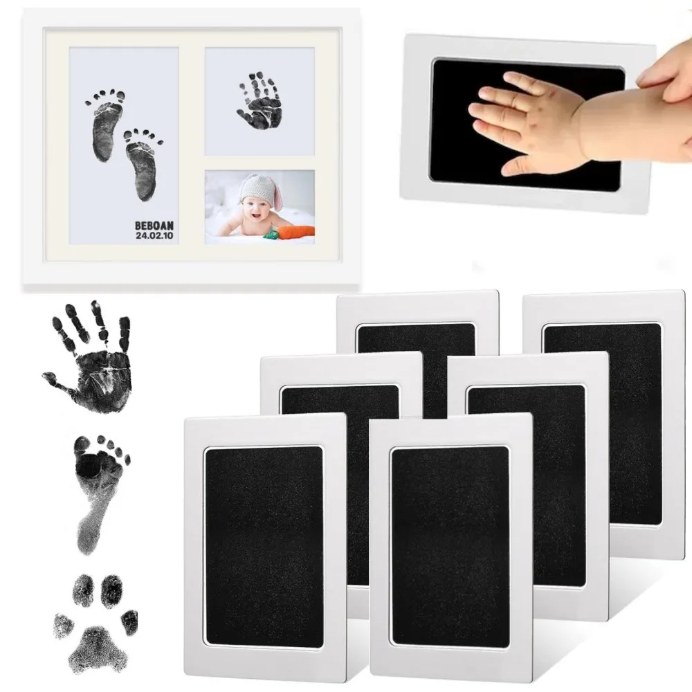 Baby Handprint and Foot Print Ink Pad Baby Photo Frame Handprint Non Stick Ink Safe Baby Footprint Souvenir Baby Accessories