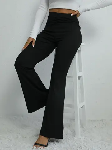 2024 AliExpress Spring New Slim Fit and Slimming Pure Black French Intellectual Bell Pants Commuter Pants for Women