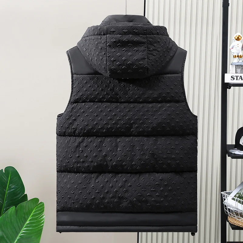 #3621 Black Gray Sleeveless Jacket Men Pockets Warm Vest Waistcoat Zipper Thick Warm Vest Coat Plus Size5XL 6XL Hooded Down Vest