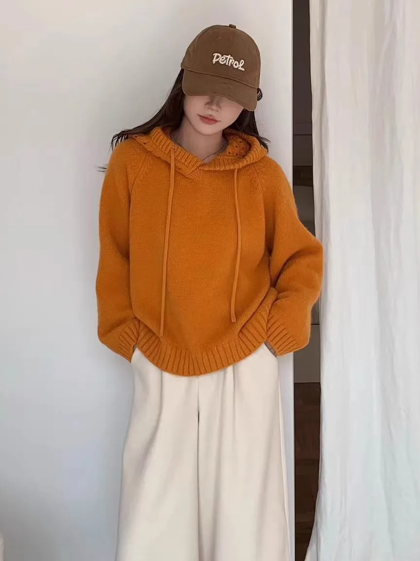 

Супертеплый вязаный свитер Super Thi Pumpkin Orange для женщин: уютный, модный, утолщенный, осенне-зимний, мягкий, свободного кроя, для повседневной носки