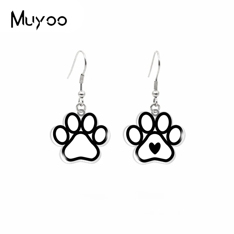 2022 New Arrival Fashion Cartoon Cute Dog Yin Yang Paw Prints Handcraft Epoxy Acrylic Resin Fish Hook Dangle Earrings