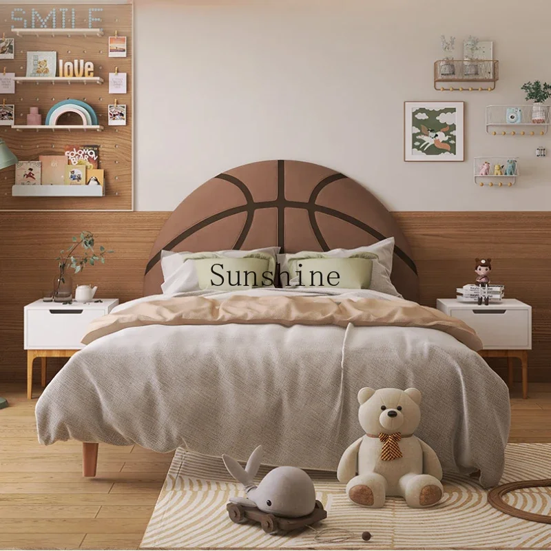 Modern minimalist boys basketball bedroom solid wood bed