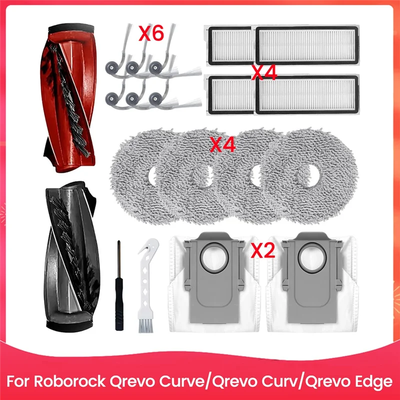 

LICE-For Roborock Qrevo Curve/Qrevo Curv/Qrevo Edge Robot Vacuum Cleaner Main Side Brush Hepa Filter Mop Pads Dust Bags