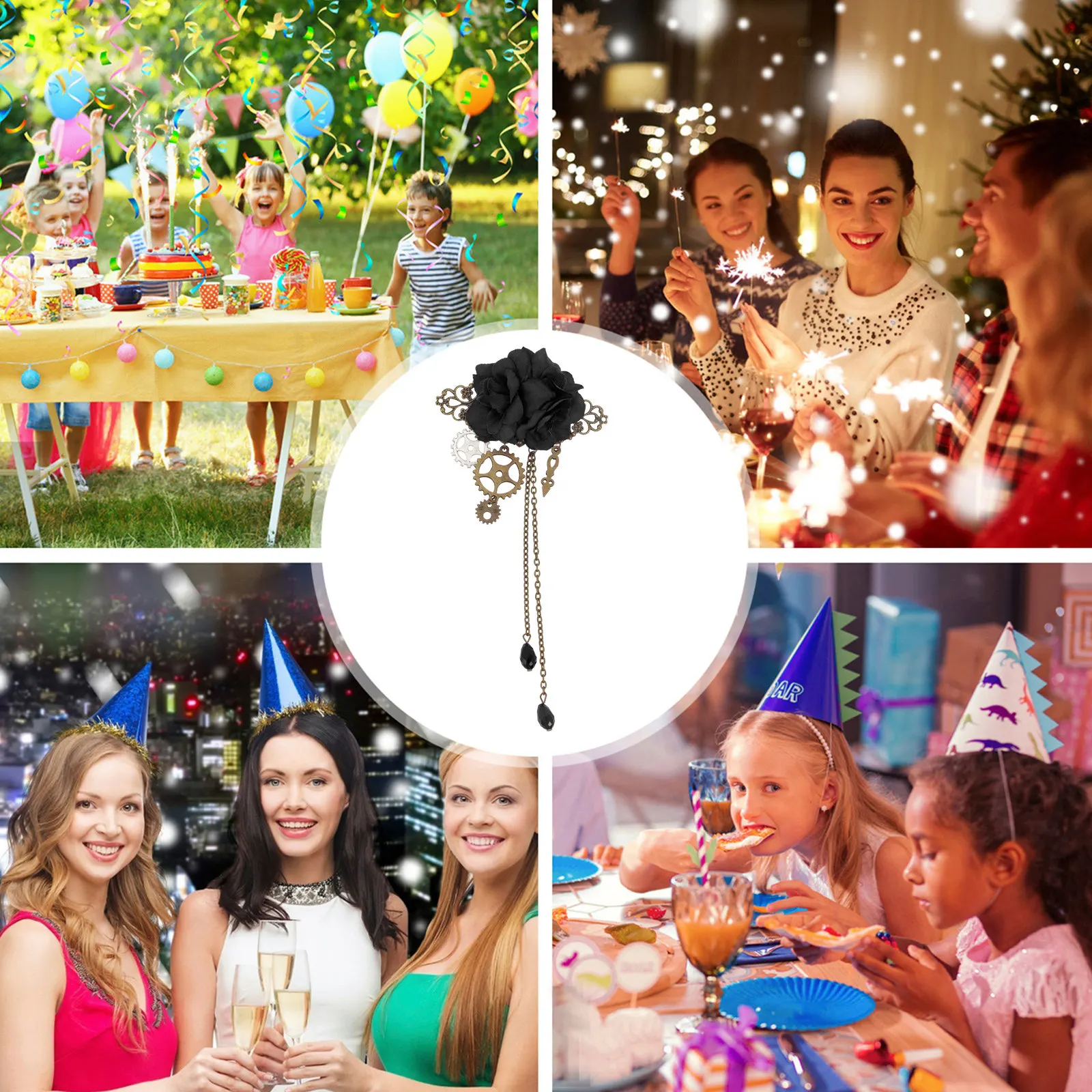 

Механическая заколка для волос в виде розы, готические аксессуары для волос, элегантные аксессуары в стиле Лолита для свадьбы, вечеринки, косплея, фотосессии