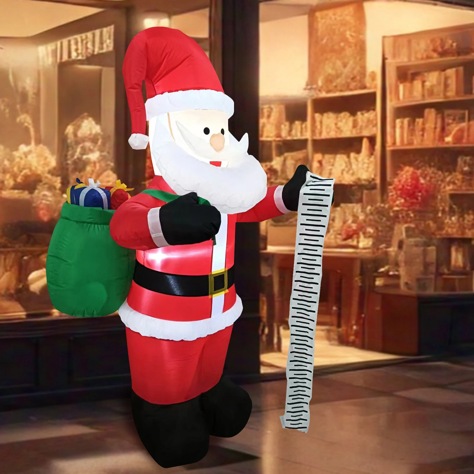 6피트 크리스마스 장식품 풍선 선물 가방 산타클로스 장난감 집 마당 장식 LED 장식 크리스마스 용품 야외용