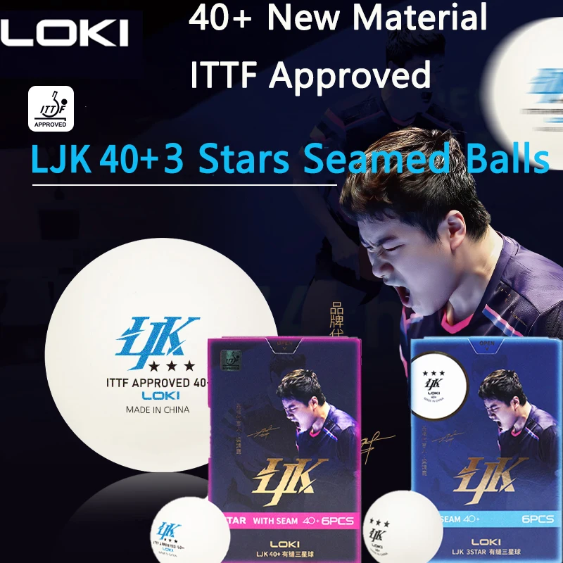 

6 шт./кор. LOKI liang jingku 40+ мячи для настольного тенниса 3 звезды ABS, одобренные ITTF мячи для пинг-понга, соревнования, отскок лучшей округлости