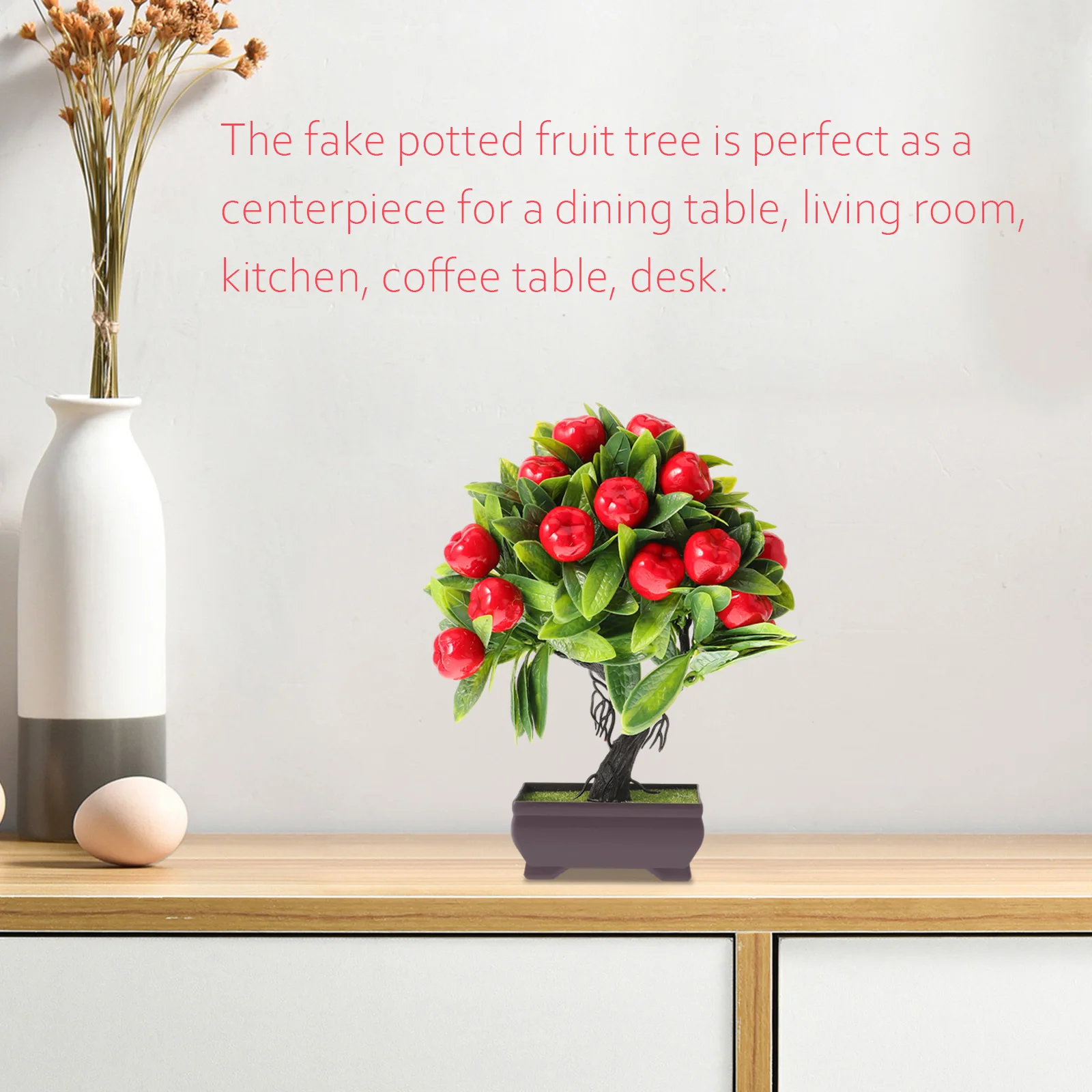 

Mini Artificial Fruit Tree Fake Potted Plant Home Living Room Desk Tabletop Faux Fruit Tree Decoration Fake Plant